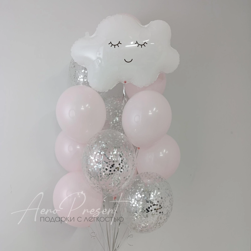 Фонтан шаров на выписку "Пушистое облако"